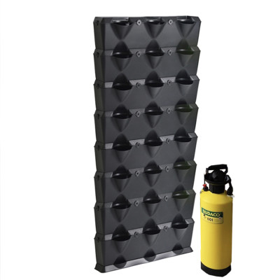 Chậu Trang Trí Cây Ban Công Đứng Vertical nhập khẩu Minigarden Bồ Đào Nha KÈM giải pháp Tưới Nhỏ Giọt Bán tự động dù ban công KHÔNG có vòi cấp nước (gồm 8 tầng Module + 1 Tray nước + Bộ tưới)