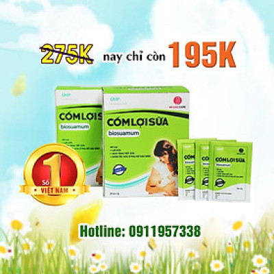 Cốm lợi sữa biosuamum loại  20 gói x 3g Tăng cường chất lượng sữa mẹ