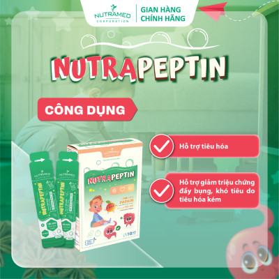 Gói uống Nutrapeptin hỗ trợ giảm đầy bụng, khó tiêu, tiêu hoá kém (10 gói) - Nutramed