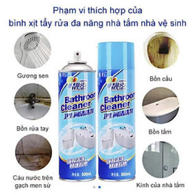 Chai Xịt Vệ Sinh Bọt Tuyết Phòng Tắm Bathroom Cleaner Siêu Sạch - Dung Tích 500ML Làm Sạch