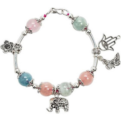 Vòng Tay Đá Beryl Đa Sắc Charm Bạc 925 Ngọc Quý Gemstones VT174