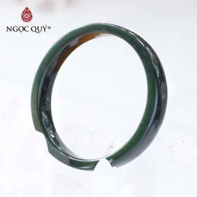  Vòng tay liền khối đá ngọc bích bản vuông ni53 mệnh hỏa, mộc - Ngọc Quý Gemstones