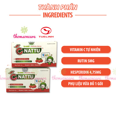 C Nattu Kids - Bổ sung vitaminC, tăng sức đề kháng, giảm chảy máu cam cho bé - Của dược Tuệ Linh, 