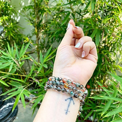 Chuỗi vòng tay đá thạch anh ưu linh 6.5ly quấn 3 vòng