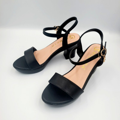 Giày cao gót nữ đẹp đế vuông 5 phân hàng hiệu rosata màu đen thời trang cao cấp ro576