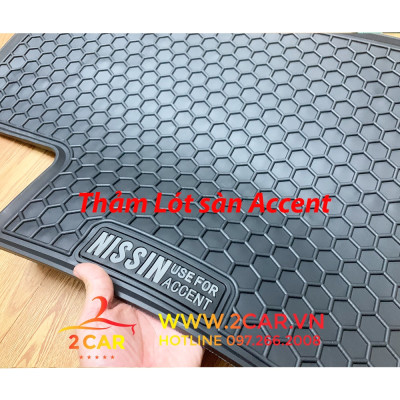 Thảm Lót Sàn Cao Su Xe Hyundai Accent 2018- 2021, 2022- Sàn Cao Su Đúc Accent Ko Mùi Mẫu Nissin chữ trắng