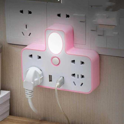 Bộ Chia Ổ Cắm Điện 3 Chấu 2 Cổng Usb, 4 Ổ Cắm Điện Tiện Lợi Có Đèn Ngủ Tiện Dụng