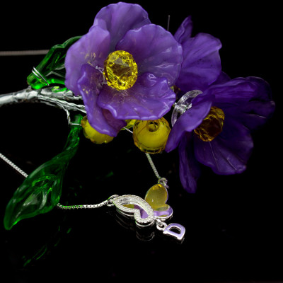 Dây Và Mặt Dây Chuyền Bạc Hiểu Minh DMD263 hình con bướm bạc ý