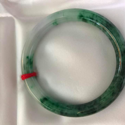VÒNG KHỐI CẨM THẠCH TỰ NHIÊN MÀU XANH SƠN THUỶ LÝ 50MM x dầy 7,2mm VÒNG TAY NỮ BÓNG ĐẸP 48KG - 57KG ĐEO