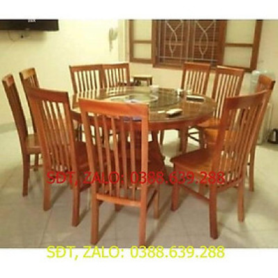 Bàn ghế ăn gỗ xoan đào 10 ghế bàn tròn 1,6m