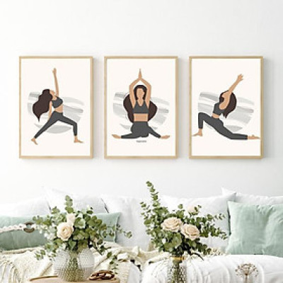 (HCM)Tranh treo tường yoga 3 trang trí decor phòng tập kèm đinh treo