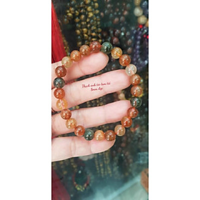  Vòng tay phong thuỷ may mắn đá thạch anh tóc tam tài màu bóng đẹp lắm size hạt vòng 8mm đá tự nhiên đeo tốt sức khoẻ, may mắn, tốt cho công việc đeo lên tay bóng đẹp màu rất xinh đẹp ạ