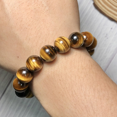 Vòng tay Thạch Anh Mắt Hổ vàng nâu 12mm cao cấp chuẩn 5A