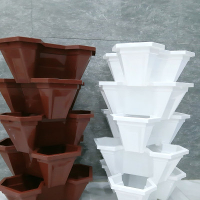 Combo 2 tháp trồng rau hữu cơ 5 tầng(1 tháp màu nâu + 1 tháp màu trắng)- hiệu quả- an toàn- tiết kiệm không gian