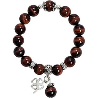 Vòng Thạch Anh Mắt Hổ Nâu Đỏ 10mm Mix Charm Bạc 925 Ngọc Quý Gemstones VT147