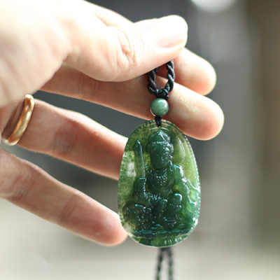 Mặt Dây Chuyền Văn Thù Bồ Tát Đá Chalcedony Ngọc Quý Gemstones MD11