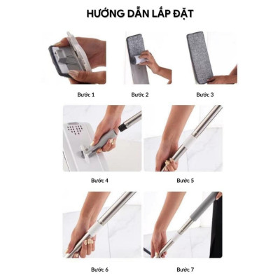 Cây Lau Nhà Tự Vắt, Chổi Lau Nhà Thế Hệ Mới Xoay 360 Độ Có 8 Bông Lau Đi Kèm - Hàng Nhập Khẩu