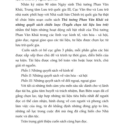 Thủ Tướng Phan Văn Khải Và Những Quyết Sách Chiến Lược - ST
