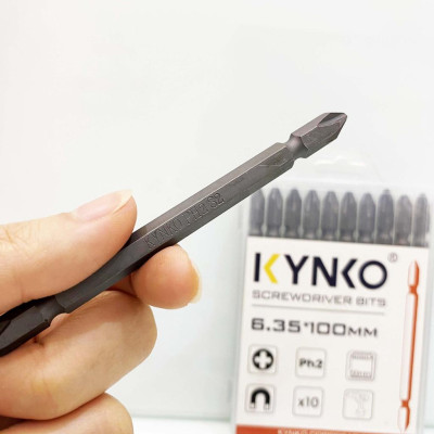 (VỈ 10 CÁI) Mũi vít 2 đầu PH2 (không mạ) chiều dài 110mm CHÍNH HÃNG KYNKO MVKM2XPH2 -110-V10