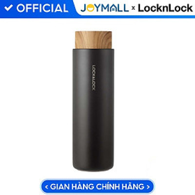 Bình giữ nhiệt Lock&Lock Flat 400ml màu đen LHC4227BLK - Hàng chính hãng, có khay lưới lọc trà, nắp nhựa kiểu gỗ - JoyMall