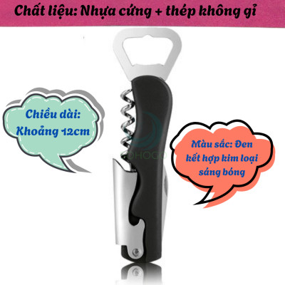 Dụng cụ mở nắp chai đa năng 3 trong 1 Đồ khui rượu vang kiêm mở nắp chai và dao cắt giấy bạc Dụng cụ mở bia và rượu chuyên dụng cho nhà hàng Khui rượu vang chuyên nghiệp Dụng cụ mở nắp chai đa năng tay cầm nhựa cao cấp