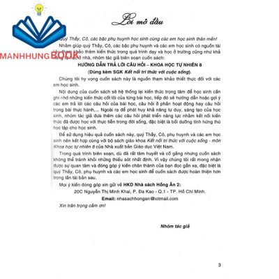 Sách-Hướng Dẫn Trả Lời Câu Hỏi Khoa Học Tự Nhiên 8 (Dùng Kèm SGK Kết Nối Tri Thức Với Cuộc Sống)