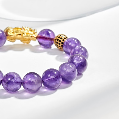 Vòng Tay Nam Đá Thiên Nhiên Phối Charm Tỳ Hưu Bạc Mạ Vàng 24K 12mm - Ngọc Quý Gemstơnes