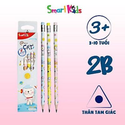 Bút chì Smartkids SK-PC2B008 Cat&Dragon, 12 cây/hộp, dành cho học sinh, sinh viên, gỗ mềm, dễ chuốt.