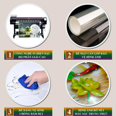 Bộ tranh treo tường 3 tấm trang trí phòng khách, phòng ngủ phong cách mỹ thuật hiện đại chất liệu cán pvc gương:4419L15S