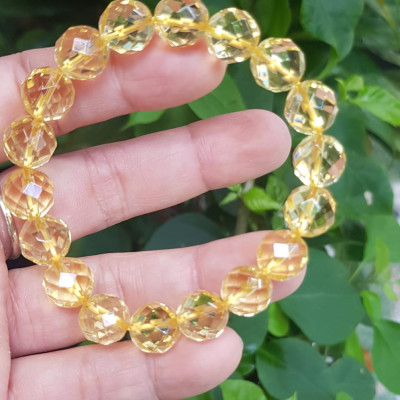 ️️Vòng tay phong thủy nữ đá thạch anh Vàng giác tự nhiên size vòng 10mm vòng màu vàng đẹp hợp nữ mệnh kim thổ thuỷ ạ