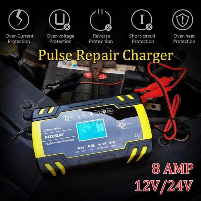 Hàng Nhật - Sạc Ắc Quy Foxsur Thế Hệ Mới 12V 24V – Tự Ngắt, Khử Sunfat, Phục Hồi Ắc Quy Siêu Hiệu Quả , đèn ốp trần