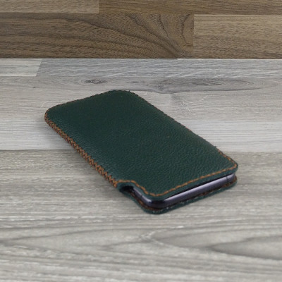 Bao Da Túi Rút dành cho iphone 11 pro max Da Bò Hạt Màu Xanh Rêu