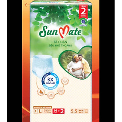HCM - Sỉ 1 Cây/Thùng 4 Gói Tã Quần Sunmate L14 + 2 (16 Miếng) Siêu Khô Thoáng - Tã quần người lớn Sunmate Size L16 Miếng