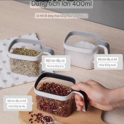 ✅ hàng cao cấp ✅  Bộ 3 ngăn và bộ 2 ngăn - hộp đựng gia vị thông minh có sẵn thìa từng ngăn bằng nhựa ABS gắn tường không cần khoan đục