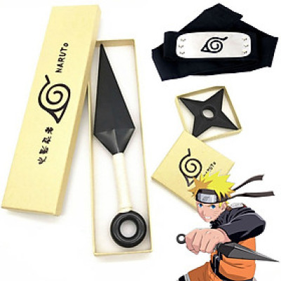 Phụ kiện NARUTO set 3 món Kunai, tiêu, băng đầu làng lá