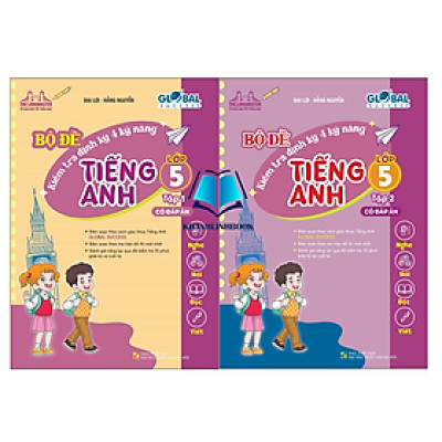 Sách - Combo Bộ đề kiểm tra định kỳ 4 kỹ năng tiếng anh lớp 5 - tập 1 + 2 (có đáp án)