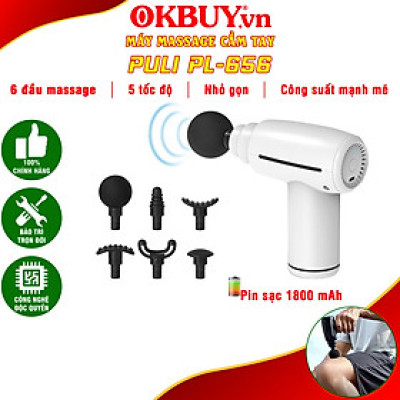 Súng massage cầm tay mini Puli PL-656 - 6 đầu cải tiến giảm đau nhức, căng cơ toàn thân