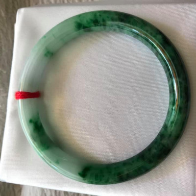 VÒNG KHỐI CẨM THẠCH TỰ NHIÊN MÀU XANH SƠN THUỶ LÝ 50MM x dầy 7,2mm VÒNG TAY NỮ BÓNG ĐẸP 48KG - 57KG ĐEO