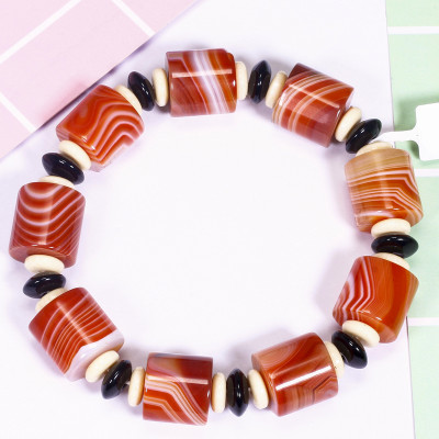 Vòng tay đá mã não cam đốt trụ mệnh hỏa, thổ - Ngọc Quý Gemstones