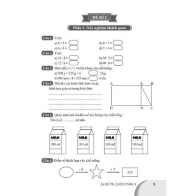 Sách - 36 Đề ôn luyện Toán 3 ( Biên soạn theo chương trình GDPT mới )