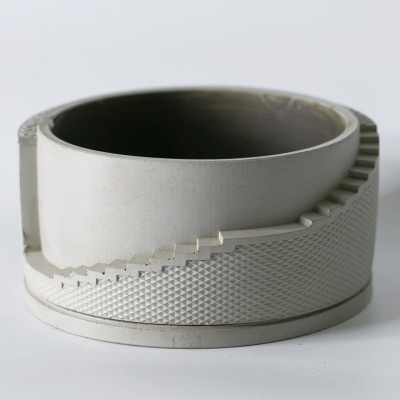 Chậu cây xi măng bậc thang hoạ tiết Trống Đồng Đông Sơn, ngang 18.4cm cao 8,5 cm, quà tặng cao cấp, decor bàn làm việc, cây văn phòng, nhà ở