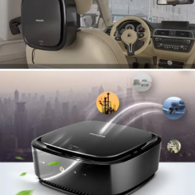 Máy khử mùi, lọc không khí trên xe ô tô Philips GP6201 Công suất 3.7W Cảm biến không khí 3 màu AQI  - Hàng nhập khẩu