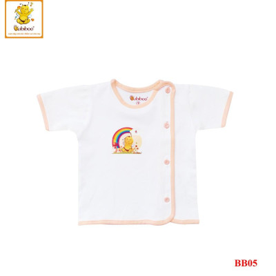 COMBO 5 Áo sơ sinh bác sĩ viền màu in hình tay ngắn cotton BABIBOO - BB05