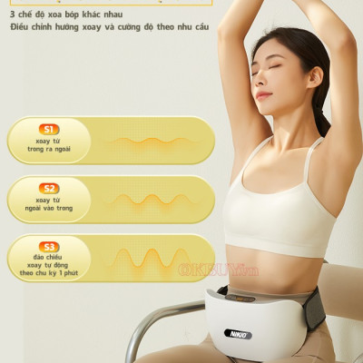 Máy Massage Bụng Cao Cấp Nikio NK-166DC - Công Nghệ Xoa Bóp Kết Hợp Nhiệt Hồng Ngoại, Động Cơ Matxa Kép, 3 Cường Độ Tùy Chỉnh, Pin Sạc Tiện Mang Đi Xa