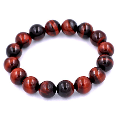 Vòng tay chuỗi hạt đá mắt hổ đỏ đen 12 ly 16 hạt