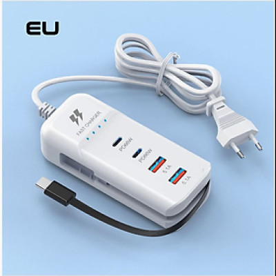 Ổ cắm sạc nhanh điện thoại Original 4 cổng đa năng 2PD+2USB Type-c kèm dây sạc 66w - Hàng chính hãng
