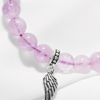 Vòng tay thạch anh tím ngọc phối charm cánh bạc Ngọc Quý Gemstone