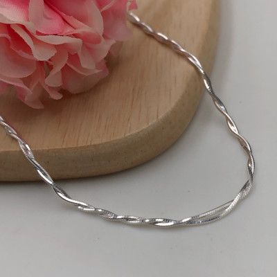 Dây Chuyền Vòng Cổ Nữ Bạc 925 Dây Mì Xoắn Kép Bạc Hiểu Minh DCN258