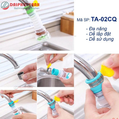 Đầu Nối Tăng Áp Gắn Vòi Rửa Chén Bát Đa Năng - Đầu vòi có thể xoay, lọc cặn bẩn, ren từ 15 đến 24mm