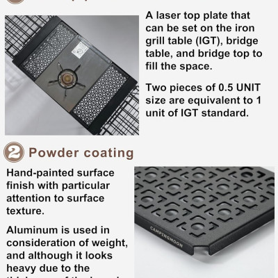 Mặt bàn nhôm một phần hai có họa tiết Campingmoon IGT CK-12F-2P CK12F (2 tấm)